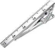 [PINSTAR] Men's Fashion Silver Gold Tie Necktie Pin Clip Bar Steel Clasp Jewelry tc1501 (Ruler Silver)