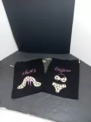 ❤️ Dust Bags Travel Set Shoes Lingerie Black Pink Embroidery Drawstring