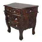 Solid Mahogany Wood 3 Drawers Rococo Bedside Table Bedroom Furniture PRE-ORDER