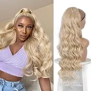 Body Wave Ponytail Extension 24 Inch Drawstring Ponytail Long Curly Wave Ponytail Hair Extension Wrap Around Drawstring Ponytail Hairpieces (#613)