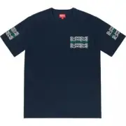 NEW SUPREME Stack Logo Tee Navy Short Sleeve Shirt Large L SS19 BNIB