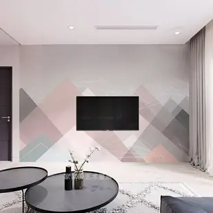 【來圖定制】北歐電視背景墻壁紙簡約幾何影視墻布無縫沙發臥室壁布客廳3誒壁畫