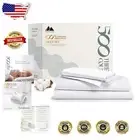 Luxurious California King Cotton Sheet Set - 100% Cotton, Light Grey Pinstripe
