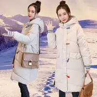 在飛比找momo購物網優惠-【K.W.】現貨韓國專櫃目光焦點牛角扣高級羽絨棉大衣(升溫 