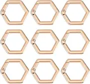Beebeecraft 1 Box 10Pcs Spring Rings Clasps Alloy Hexagon Carabiner Keyrings Buckle for Bag Purse Handbag Strap Craft Jewelry Making (Gold)