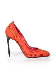 Red Suede Cut Out Pumps