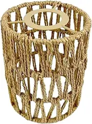 Boho Light Shades, Boho Natural Rattan Lampshade Ceiling, Handmade Woven Vintage Lamp Shades for Pendant, Wall Sconces, Floor, Table Night, 5.9-inch, Small Cylinder Light Covers Replacement