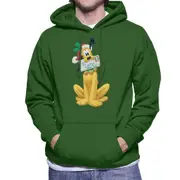 Disney Pluto Christmas Santa Letter Men's Hooded Sweatshirt Bottle Green Large