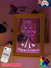 PRINCESS BABY UNICORN PERSONALISED 3D LED Night Light 7 Colour Change Kids Lamp