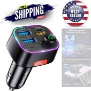 Bluetooth 5.4 FM Transmitter Car Adapter 48W PD 36W USB Charging Hands-Free