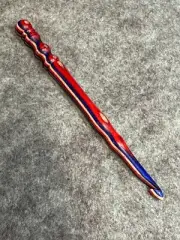 Hand carved PATRIOTIC OLDE GLORY Wood YARN CROCHET HOOK size J