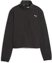 [PUMA] Womens Run Evolve Woven Quarter Zip Jacket Running Athletic Outerwear Jacket Moisture Wicking - Black