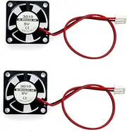 JZK 2PCS 30x30x10mm 2pin DC 5V mini silent cooling fan with wires 3010 small quiet cooling fan 30mm 3cm miniature brushless DC fan 5V, 3D printer fan with cable, heatsink fan