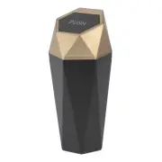 Car Trash Can Portable Car Cup Holder Plastic Trash Bin Gold Tone 1 Pcs