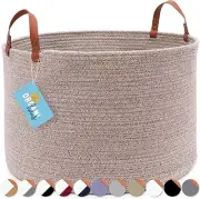OrganiHaus Brown Large Storage Basket For Organizing 20x13, Large Woven Laundry