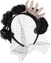 [Didiseaon] Skull Hand Headband Day of The Dead Headband Halloween Hair Band Skull Head Flapper Head Cosplay Horror