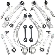 14PCS Front Upper Lower Control Arm Stabilizer Link Tie Rod Ends Kits Compatible for A4 B8 A5 S4 S5 Q5 Quattro 2008 2009 2010