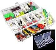 Daseeme 234pcs Fishing Tackle Set Fishing Minnow Popper Lures Baits Crankbait Jig Hooks Sinker Weight Barrel Swivels with Tackle Box