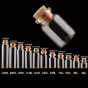 10x Mini Empty Clear Glass Bottle With Cork Small Tiny Vials Jar Transparent