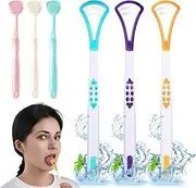 Tongue Cleaner Scrapers Brushes, 6 Pcs Silicone Tongue Brush, Tongue Cleaner for Adults and Children with Non Slip Handle