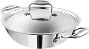 Vinod Platinum Triply Stainless Steel Kadai with Lid - 24 cm, 2.5 litres (Induction Friendly)
