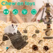 Hamster Toys Set Natural Wood Guinea Pig Toys Teeth Caring Hamster Chewing LiXLF