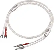 MagiDeal Speaker Cable Speaker Wire Braided Heavy Duty with Banana Plug and Y Spade Connector Loudspeaker Cable for Amplifier, 3m