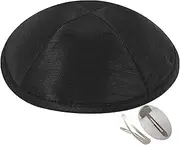 [Zion Judaica Ltd] Zion Judaica Deluxe Raw Silk Kippot for Affairs or Everyday Use Single or Bulk Orders - Optional Custom Imprinting Inside for Any Affair (1PC, Black)
