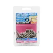 Zenith 8G x 25mm Stainless Steel Countersunk Head Sheet Metal Screws - 50 Pack .