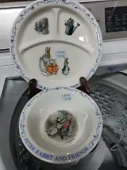 VINTAGE EDEN PETER RABBIT AND FRIENDS DIVIDED PLATE AND BOWL SET MELAMINE