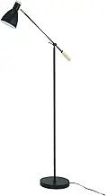 Lexi Lighting Scandinavian Adjustable Floor Lamp, Height 140cm, E27 Lamp Holder, Black Metal Stand and Shade, Adjustable Arm with Wooden Handle, Task Light and Reading Lamp for Sofa-Side Décor