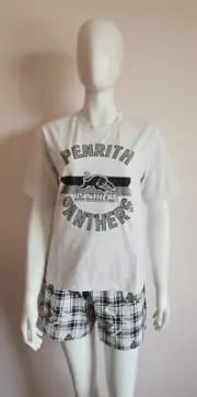 Penrith Panthers NRL NRPRP0123 Ladies Short Sleeve Check Pyjama Set Size S New