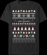 Happy Holidays Faux Ugly Xmas Sweater Super Mario Bros. T-Shirt