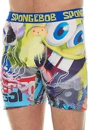 [COCO BRANDS] SpongeBob Men's Boxer Briefs - No Fly, Anti-Chafing Stitching, Comfort Shaped/Cotton Lined Crotch