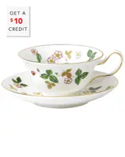 Wedgwood Wild Strawberry Teacup & Saucer with $10 Credit