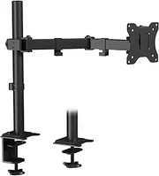 JOY worker Single Monitor Mount, Monitor Desk Mount Fits 12"-32" Screens, Fit up to 17.6LBS, Fully Adjustable Monitor Stand with C-Clamp/Gromment Base, Removable VESA Plate 75x75 or 100x100mm, Black