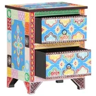 Hand Painted Bedside Cabinet Side Table Nightstand Solid Wood Mango vidaXL