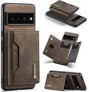 DG.MING Wallet Case for Google Pixel 7 Pro, Premium Leather, Detachable Magnetic Back Cover, Trifold Card Holder Pocket (Coffee)