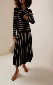 [Zimmermann] Crush Striped Knit Midi Skirt