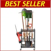 Scratch-Resistant Garden Tool Organizer with Wheels - Mobile Garage Storage Rack