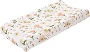 ERINGOGO Washable Crib Mattress Cover Pad for Bassinet Friendly Design for Cradle and Changing Table Floral Pattern