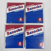 4x Original Bazooka Mini Wallet Bubble gum 6 Pieces Pack American Gum