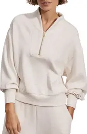 Varley Davidson Woven Sweatshirt in Ivory Marl at Nordstrom, Size Medium
