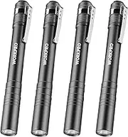 WORKPRO LED Pen Light, Aluminum Pen Flashlights, Pocket Flashlight with Clip for Inspection, Emergency, Everyday, 2AAA Batteries Include, Gray(4-Pack)