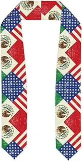 [SKKNT] Mexican American Flag Print Graduation Shawl Stole For Academic Commencements Honor Sash Congratulations Gift