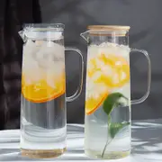 1600ml Glass Dispenser Jar Drink Cocktail Baverage Home With Bamboo Lid Jug