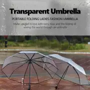 Transparent Rain Automatic Folding Transparent Three-fold Umbrella (black)