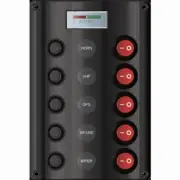 Marine Switch Panel with Switches, Circ Breakers & Battery Meter