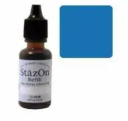 Tsukineko StazOn solvent-based Ink Refill 15ml Reinker 095 Azure Blue Resin