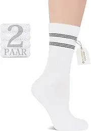[Fiera Besa] Tennis Socks Sports Socks Men Women - Cotton, 2 Pairs, European Quality, Elastic Crew Size, Non-Slip, Breathable, Comfort, Moisture Wicking, 4 Colour Variations